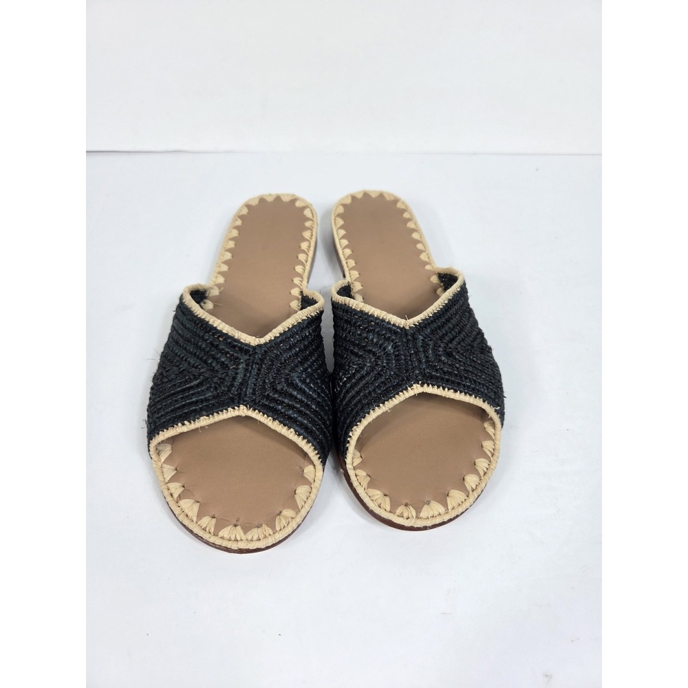Carrie Forbes Sandals Women Sz 39 Us 9 Black Tan Woven Slide